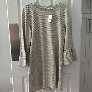 J CREW striped, ruffle sleeve mini dress